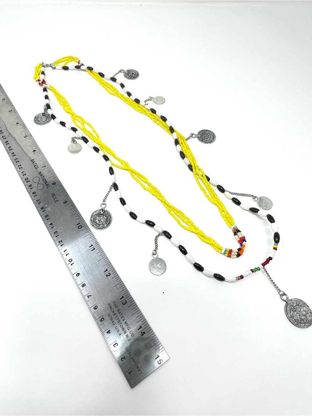 New Free People Layered Beaded Coin Silver Necklace - Picture 5 of 5